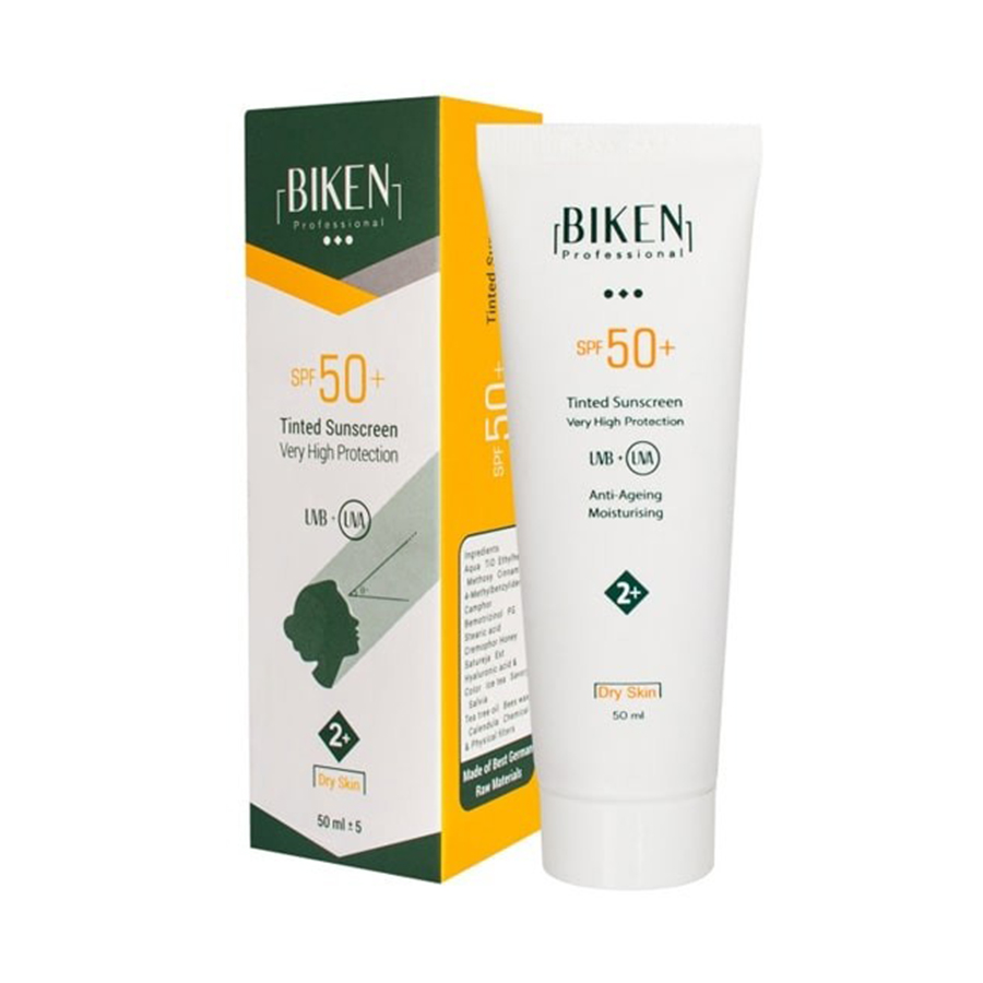 کرم ضد آفتاب رنگی مناسب پوست خشک 2+ BIKEN SPF50 |بیکن|